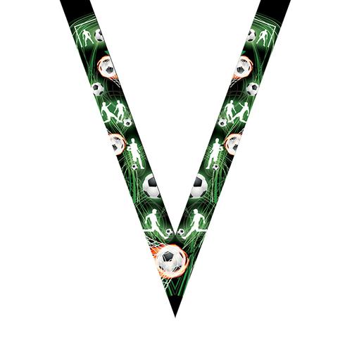 RUBAN MÉDAILLE NOIR ET VERT AVEC LOGO DE FOOT - 30MM