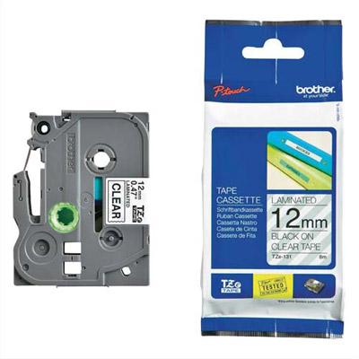 RUBAN TZ131 - BROTHER - RUBAN NOIR SUR TRANSPARENT - ROULEAU (1,2 CM X 8 M)