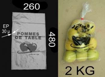 Sacs et sachets plastiques à fruits 2 kg - 260x480 mm - macro perforés, épaisseur 30 µ, impression une couleur_0