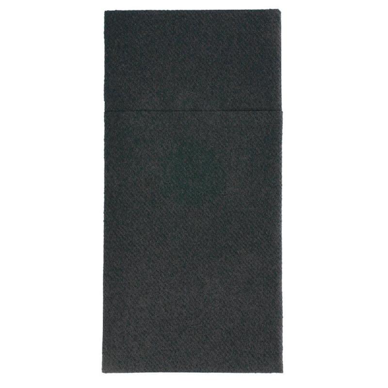 Serviette-étui pour couverts intissé noir 40x40cm - par 700_0
