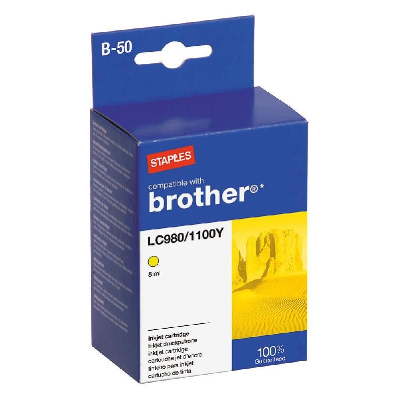 STAPLES CARTOUCHE D'ENCRE COMPATIBLE LC980 / 1100 J (4180452) - COMPATIBLE: BROTHER - COULEUR: JAUNE