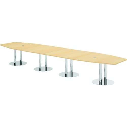 TABLE DE RÉUNION À PIEDS COLONNES-520X130CM-GRIS-CHROME - HAMMERBACHER