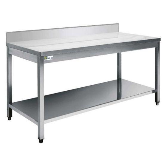 Table inox avec dosseret et tablette inférieure - série 600 - long. 1400 mm (DD6014) AFI collin-lucy_0