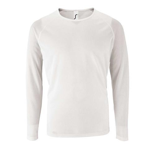 TEE-SHIRT PERSONNALISABLE MANCHE LONGUE DESPORT HOMME EN POLYESTER BLANC