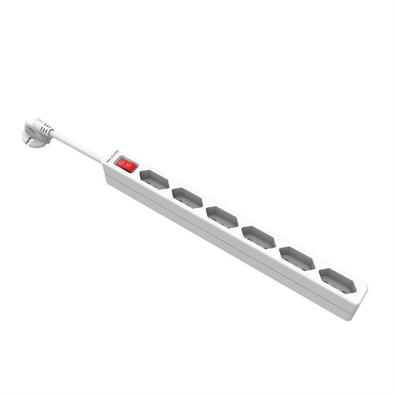 VALUE Multiprise 6 ports type Euro, avec interrupteur et fiches profilées, blanc, 2 m_0