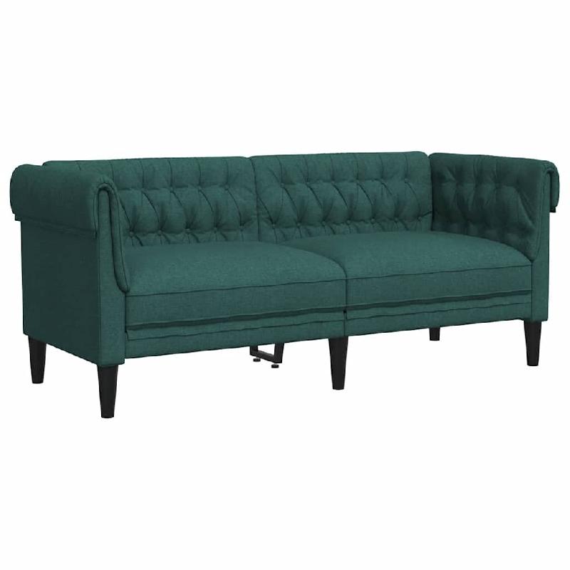 VidaXL Canapé Chesterfield 2 places vert foncé tissu Modèle Permoniax - 372551_0