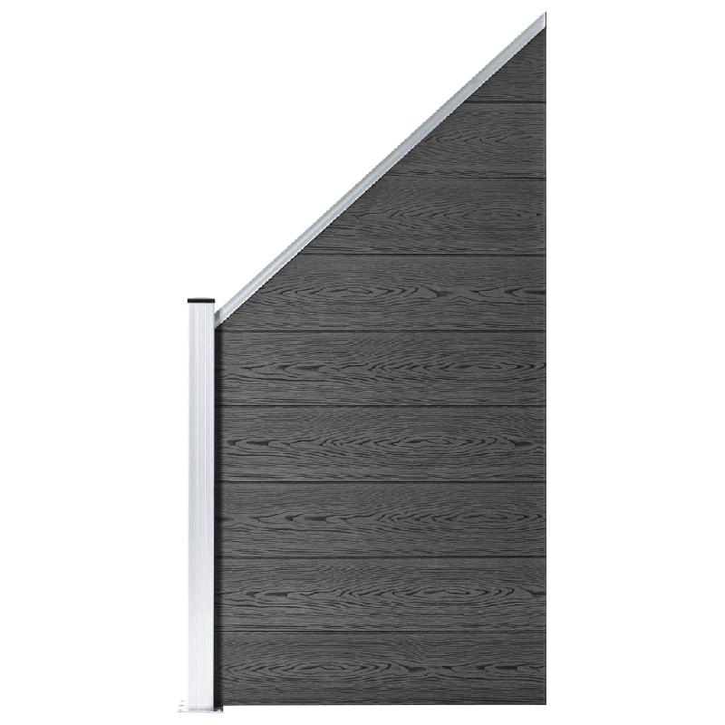 Vidaxl panneau de clôture wpc 95x(105-180) cm noir 148974_0
