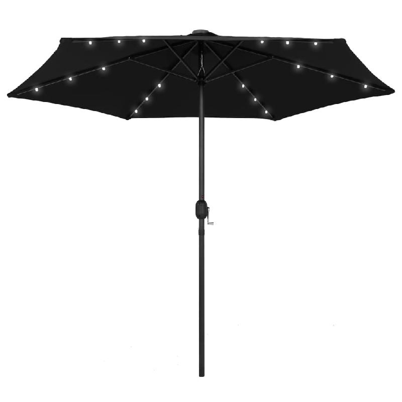 VidaXL Parasol de jardin avec lumières LED et mât en aluminium noir Modèle Horizon Outdoor - 47358_0