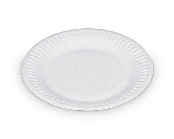 ASSIETTE CARTON PUR BOIS RONDE CANNELÉE BLANCHE