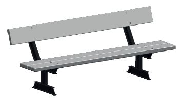 Banc public Cabourg Réf. 1213 - acier et bois tropical, pieds en acier IPN, 3 lames de bois_0