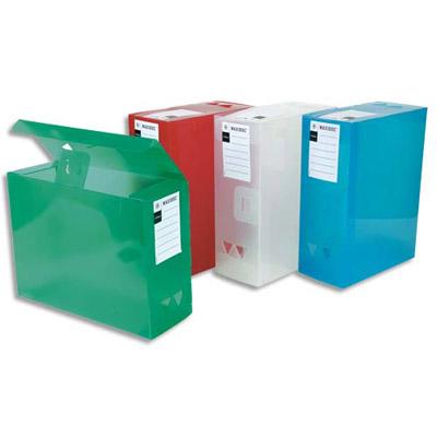 BOITE DE CLASSEMENT MAXIDOC EN POLYPROPYLENE 12/10EME - DOS 12 CM - COLORIS ASSORTIS TRANSLUCIDE - LOT DE 4