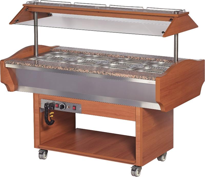 Buffet bain-mbuffet bain-maarie central chauffant +30/+90°c cuve 4 gn 1/1-150 porte-assiettes granit - B1604BA_0