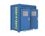 Bungalow de chantier cabine wc 8' / monobloc / sanitaire / aménagé / ossature en métal / parois en panneau sandwich / isolé / 2.4 x 1.4 x 2.54 m_0