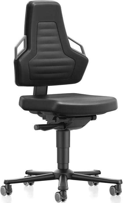 Chaise atelier pivotante Nexxit rouleaux rembourrage simili cuir noir couleur de la poignée gris 450-600 mm BIMOS_0