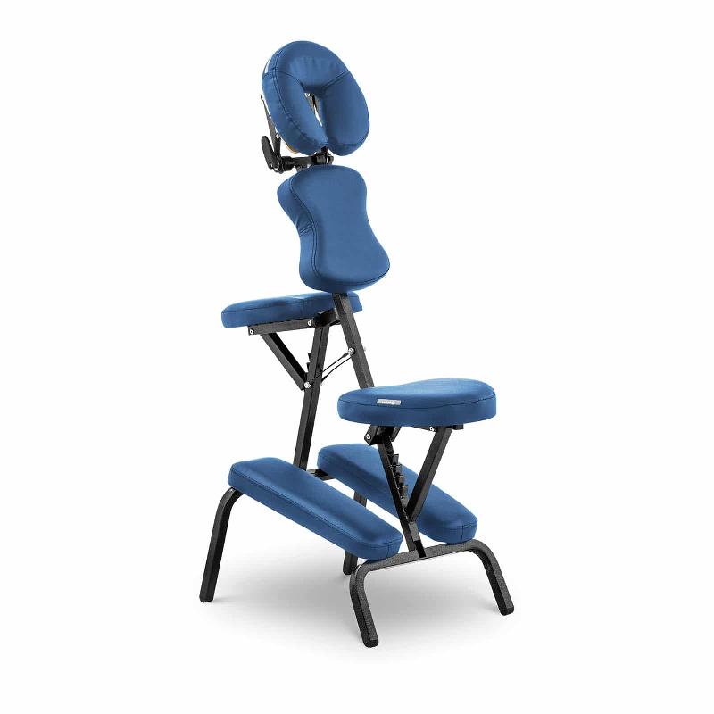 CHAISE DE MASSAGE ASSIS PLIANTE TRANSPORTABLE PROFESSIONNELLE (CADRE : ACIER, REVÊTEMENT : PVC, CAPACITÉ : 130 KG, SAC COMPRIS) BLEU 14_0007738_0