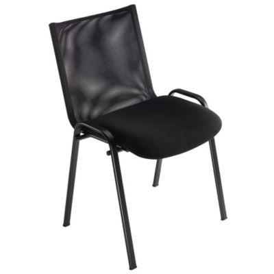 Chaise visiteur Melika - Maille filet - Noir - Pieds métal - lot de 4_0