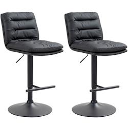 CLP Lot de 2 tabourets de bar Damar en similicuir Noir /Noir - noir polyester 325678_0
