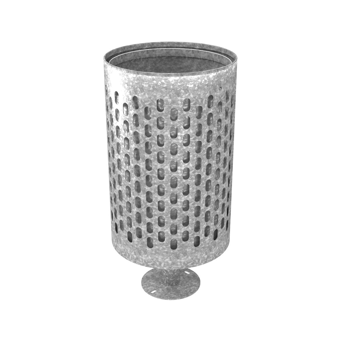 Corbeille à déchets métallique Falco - Poubelle publique avec carénage cylindrique en tôle perforée galvanisée_0