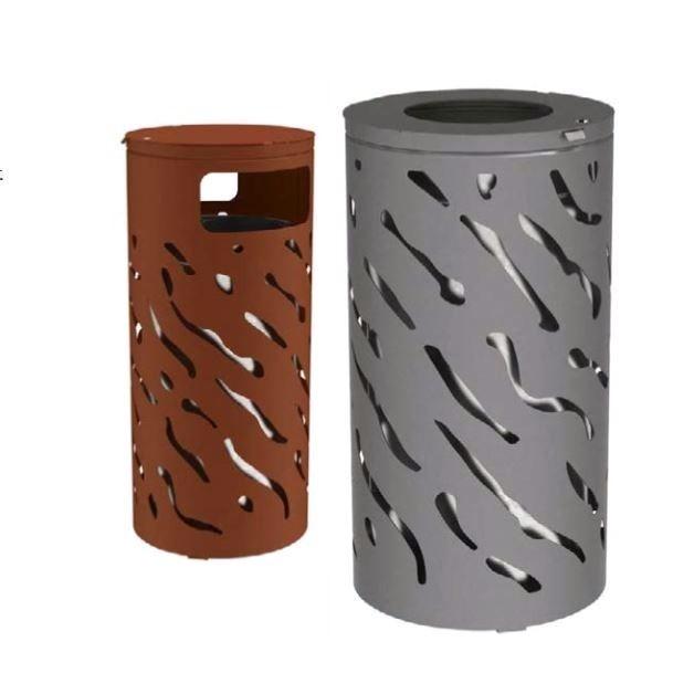 Corbeille de ville Venise - design moderne - Structure acier et tôle découpée_0
