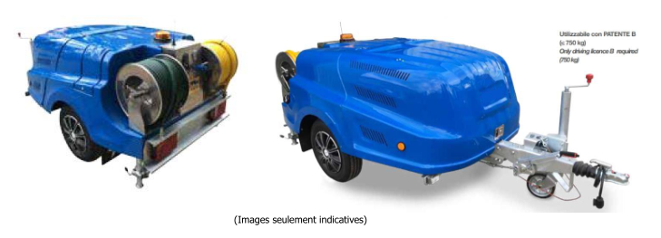 Hydrocureur Ctr - remorque 750 kg avec pompe Comet et moteur KOHLER_0