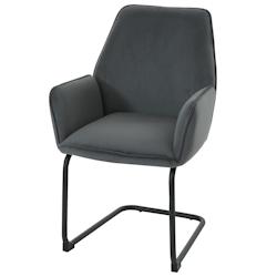 Décoshop26 - Chaise de salle à manger avec accoudoirs assise en tissu gris foncé 04_0006297 - gris 3000261691518_0