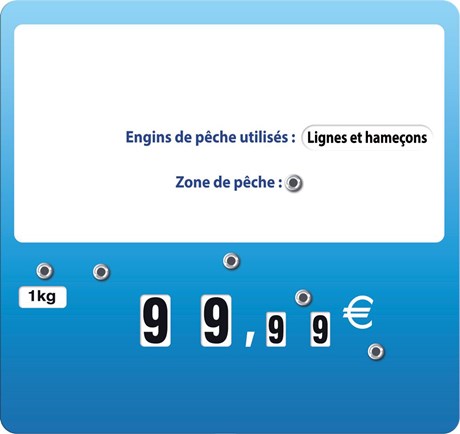 ETIQUETTE PRIX POISSON XL À TEXTE À ROUES