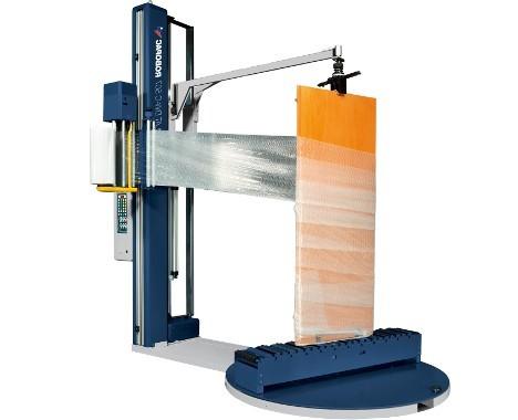 Filmeuse Rotoplat DW 107 FRD Convoyeur - Robopac - Banderoleuse à film étirable pour menuiserie_0