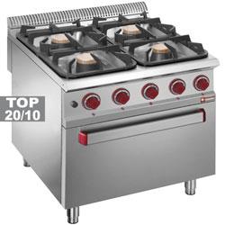 Fourneau 4 feux sur four gaz GN 2/1 - Master 900 - 800x900xh850/920 mm - 36980 kcal/h_0