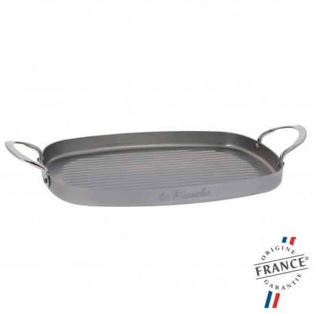 Grill rectangulaire en acier Mineral B Element - De Buyer - Striures, anses inox, fabriqué en France_0