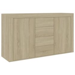 HELLOSHOP26 - Buffet bahut commode armoire de rangement en bois d'ingénierie - 120 x 36 x 69 cm - 2 portes et 4 tiroirs - Chêne sonoma_0