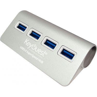 Hub informatique 4 ports USB 3.0 silver - Taux de transfert très haut débit - Rétrocompatible USB 2.0, 1.1 et 1.0 - Structure en métal_0
