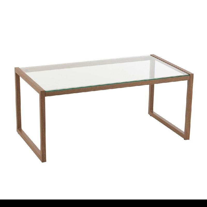 LIVIE - Table basse rectangulaire en métal et verre marron foncé - Design épuré_0