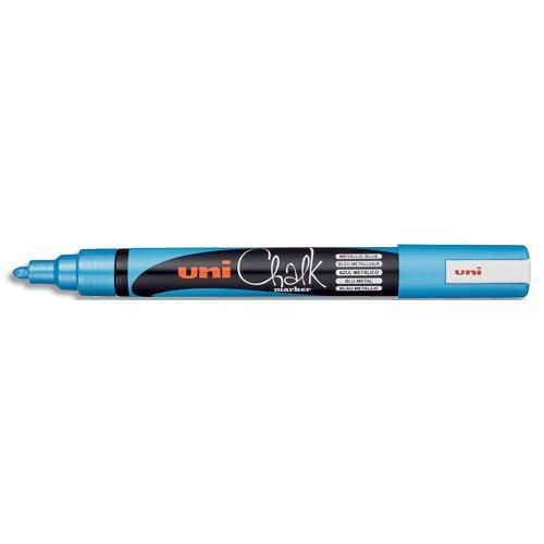 MARQUEUR CRAIE UNI-BALL CHALK MARKER - POINTE OGIVE MOYENNE 1,8-2,5MM - COLORIS BLEU METAL