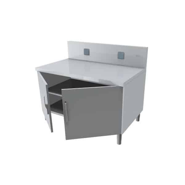 Meuble Inox Professionnel Adossé 1200 Mm - Portes Coulissantes - Pour Cuisine Restaurant Ou Hôtel