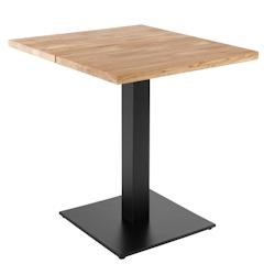 Oviala Business Table à manger 70 x 70 cm avec bords droits en chêne - marron Bois massif 113583_0