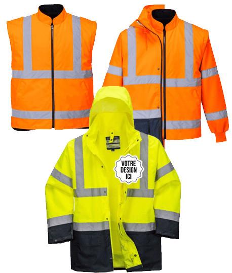 Parka haute visibilité 4 en 1 personnalisable, Coloris et Taille : Orange Fluo S, Sérigraphie : Coeur_0
