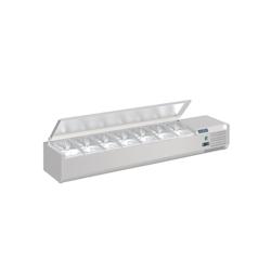 Polar Saladette inox réfrigérée positive de préparation 7 x GN 1/4 (P)100 mm, à poser avec couvercle, 110 W, 220 V - MONO - 5050984637605_0