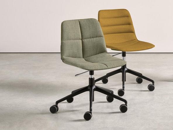 Lot de 2 sièges de bureau Varya Tapiz Quilted piètement giratoire à roulettes réglable en hauteur_0