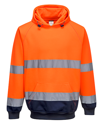 Sweat-shirt à capuche bicolore orange marine B316 - certifié CE - bande réfléchissante - conforme EN ISO 20471 classe 3_0