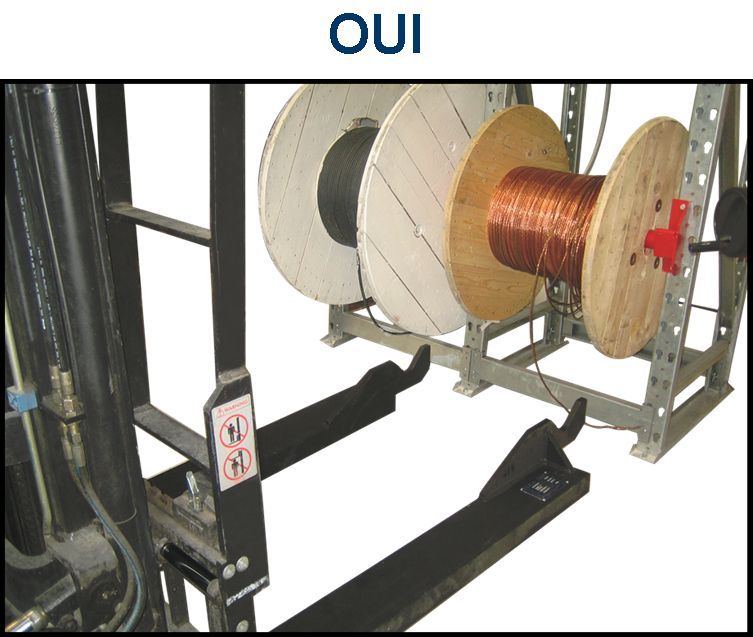 Adaptateur de fourches pour charger et décharger le rack à tourets