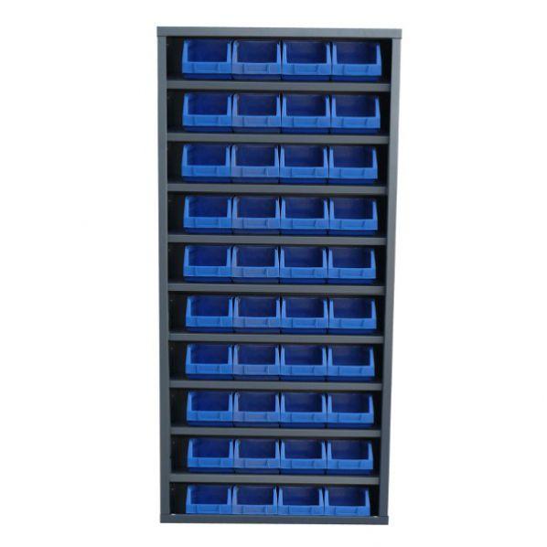 Armoire ouverte sans porte avec 40 bacs rouges de 4 litres - 9 étagères - Rolléco_0