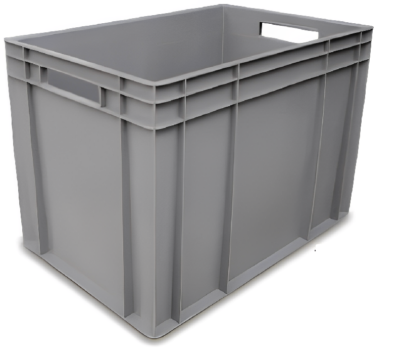 Bac gerbable en plastique 600 x 400 - fond et parois pleins - blanc - hauteur 410 mm_0