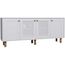 Buffet 4 portes en aggloméré Bohemian blanc avec cannage blanc (2 portes) Hanah Home - 8684283882205_0