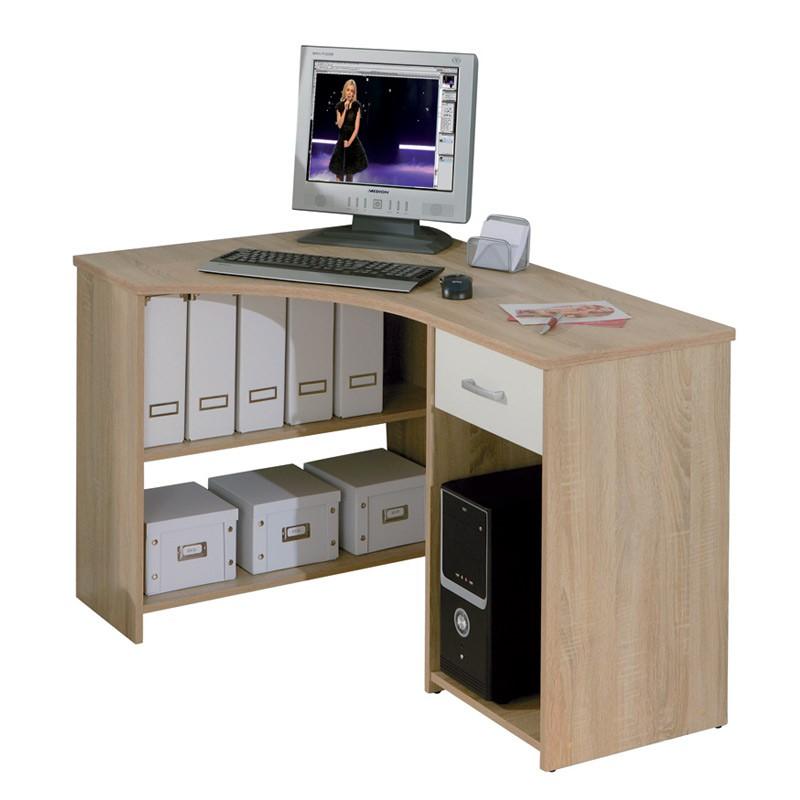 Bureau d'angle Telio 118 cm - Chêne Sonoma - Paris Prix, fonctionnel avec tiroir et espaces de rangement_0