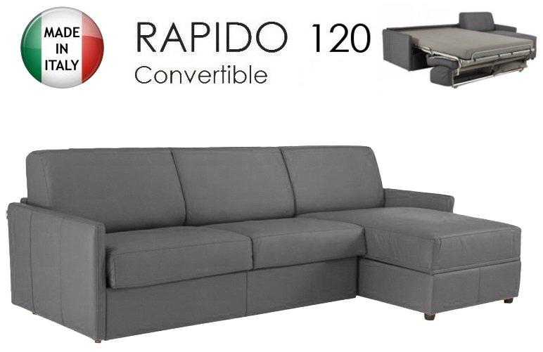 Canapé d'angle SUN convertible express 120cm - microfibre gris graphite - matelas 16cm haute résilience_0