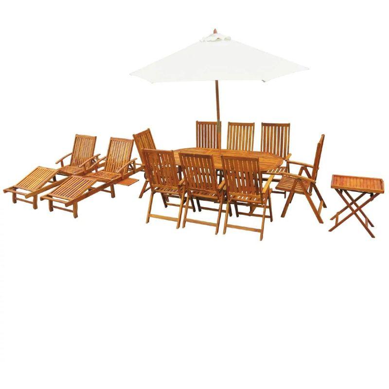 vidaXL Jeu de Bar de Jardin 13 pcs Bois dAcacia Poly Rotin Salon de Jardin