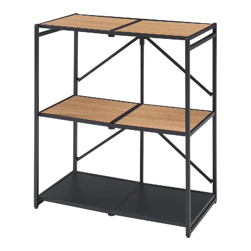 Helloshop26 - Étagère design intemporel salon chambre meuble de rangement autoportante pliante à 3 niveaux métal 81 x 68 x 38 cm MDF 03_0011144 -_0