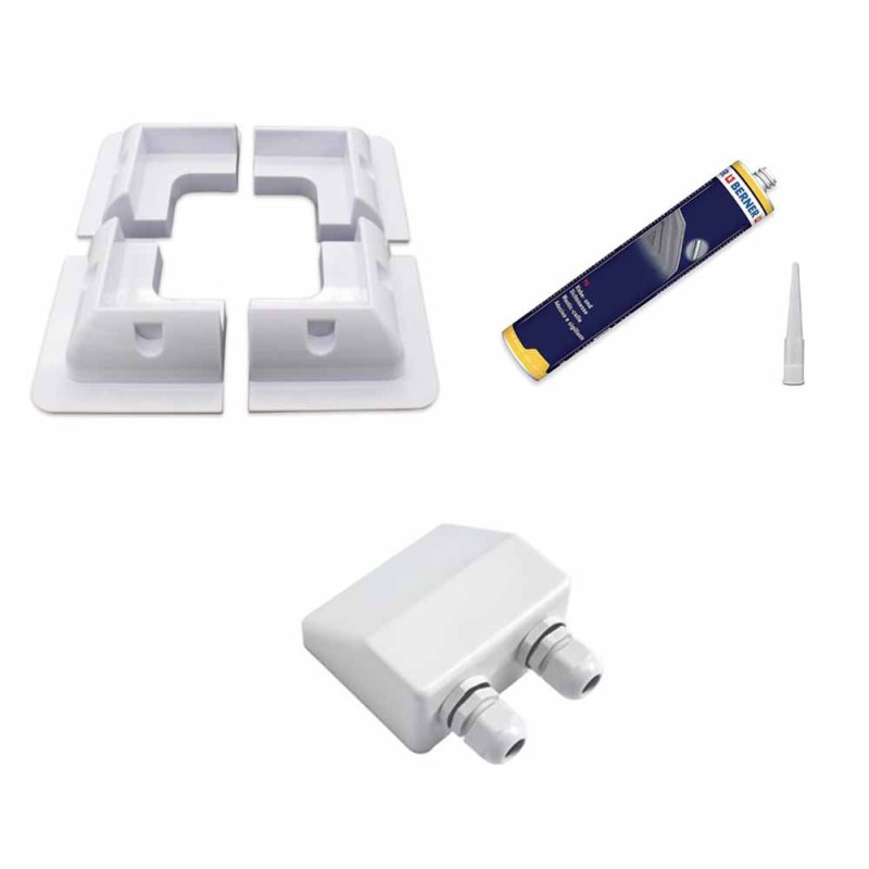 Kit de fixation panneau solaire pour camping-car - 4 coins ABS anti-UV, passe-toit étanche IP66, colle spécifique UV_0