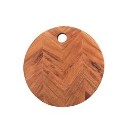 Planche à découper chevron 25 cm -  Marron Rond Bois Table Passion 25x25 cm - marron Bois massif 3106238650233_0