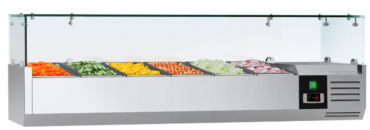 Saladette réfrigérée à poser 6 bacs gn 1/3 - vitrine à ingrédients de 150 cm_0